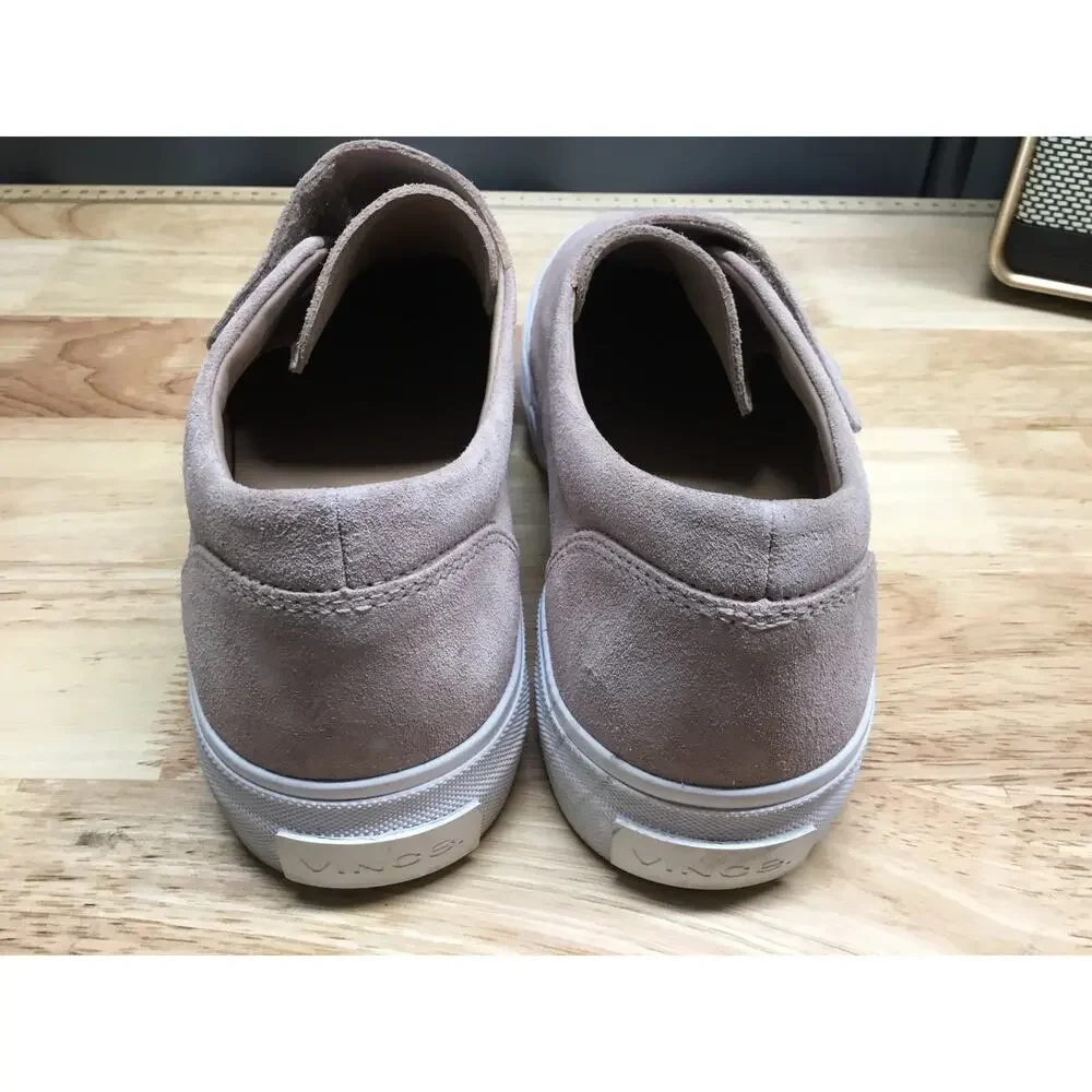 Vince Cage Platform Sneaker Women's 8 Gray Suede Hook & Loop Low Top Round Toe